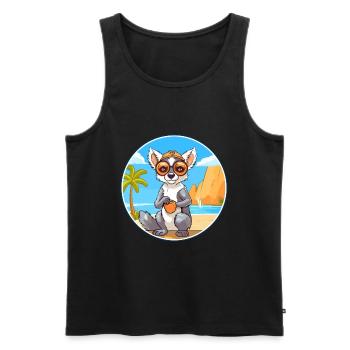 Lemur Watercolor Cartoon Kawaii Clipart Animal - Men's Premium Organic Tank Top - black - Front - Michal (187cm)