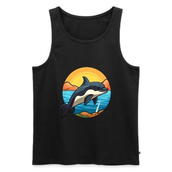 Orca Watercolor Cartoon Kawaii Clipart Animal - Men's Premium Organic Tank Top - black - Front - Michal (187cm)
