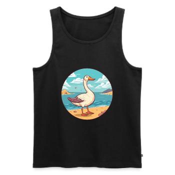 Goose Watercolor Cartoon Kawaii Clipart Animal - Men's Premium Organic Tank Top - black - Front - Michal (187cm)