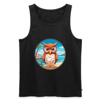 Owl Watercolor Cartoon Kawaii Clipart Animal - Men's Premium Organic Tank Top - black - Front - Michal (187cm)