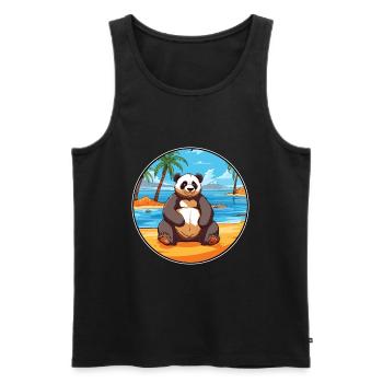 Panda Watercolor Cartoon Kawaii Clipart Animal - Men's Premium Organic Tank Top - black - Front - Michal (187cm)