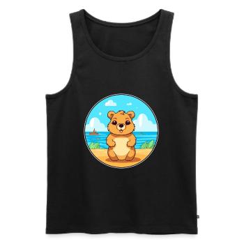 Quokka Watercolor Cartoon Kawaii Clipart Animal - Men's Premium Organic Tank Top - black - Front - Michal (187cm)