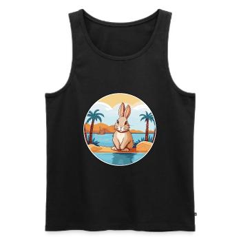 Rabbit Watercolor Cartoon Kawaii Clipart Animal - Men's Premium Organic Tank Top - black - Front - Michal (187cm)