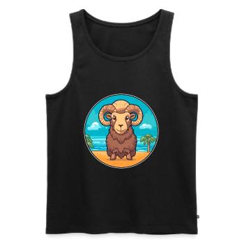Ram Watercolor Cartoon Kawaii Clipart Animal - Men's Premium Organic Tank Top - black - Front - AI Model Male 178 light (178cm)