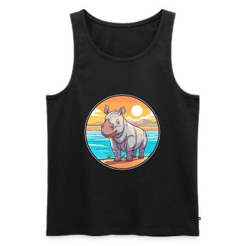 Rhino Watercolor Cartoon Kawaii Clipart Animal - Men's Premium Organic Tank Top - black - Front - AI Model Male 178 light (178cm)
