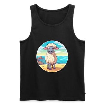 Sheep Watercolor Cartoon Kawaii Clipart Animal - Men's Premium Organic Tank Top - black - Front - Michal (187cm)