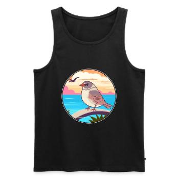 Moineau aquarelle dessin animé Kawaii Clipart Animal - Débardeur bio Premium Homme - noir - Devant - AI Model Male 178 light (178cm)