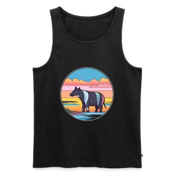 Tapir Watercolor Cartoon Kawaii Clipart Animal - Men's Premium Organic Tank Top - black - Front - Michal (187cm)