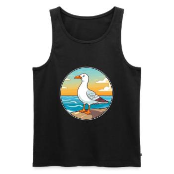 Seagull Watercolor Cartoon Kawaii Clipart Animal - Men's Premium Organic Tank Top - black - Front - Michal (187cm)