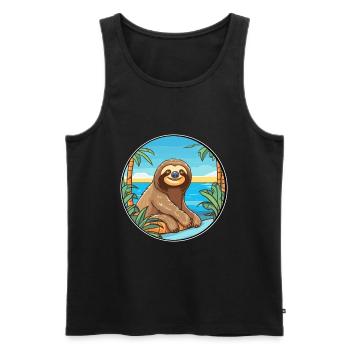 Paresseux aquarelle dessin animé Kawaii Clipart Animal - Débardeur bio Premium Homme - noir - Devant - Michal (187cm)