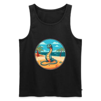 Schlange Aquarell Cartoon Kawaii Clipart Tier - Männer Premium Bio Tank Top - Schwarz - Vorne - Michal (187cm)