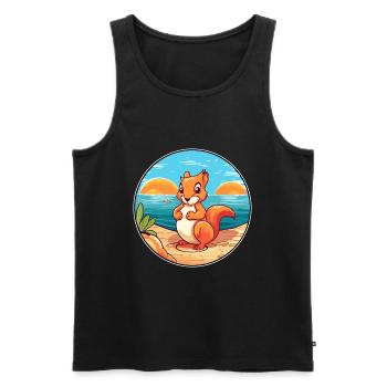 Squirrel Watercolor Cartoon Kawaii Clipart Animal - Men's Premium Organic Tank Top - black - Front - Michal (187cm)