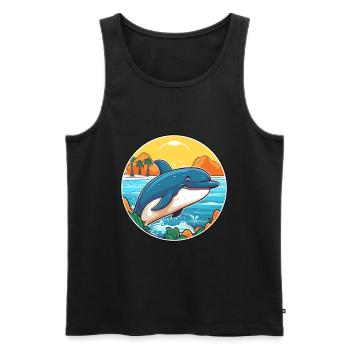 Wal Aquarell Cartoon Kawaii Clipart Tier - Männer Premium Bio Tank Top - Schwarz - Vorne - Michal (187cm)
