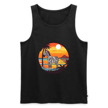 Zebra Watercolor Cartoon Kawaii Clipart Animal - Men's Premium Organic Tank Top - black - Front - Michal (187cm)
