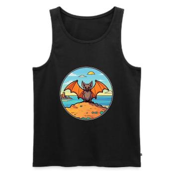 Fledermaus Aquarell Cartoon Kawaii Clipart Tier - Männer Premium Bio Tank Top - Schwarz - Vorne - AI Model Male 178 light (178cm)