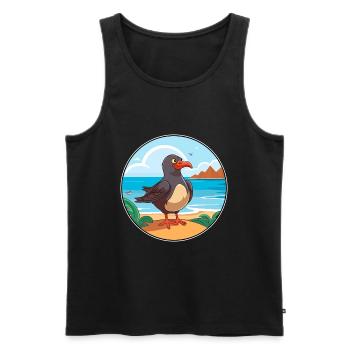 Oiseau Aquarelle Cartoon Kawaii Clipart Animal - Débardeur bio Premium Homme - noir - Devant - Michal (187cm)