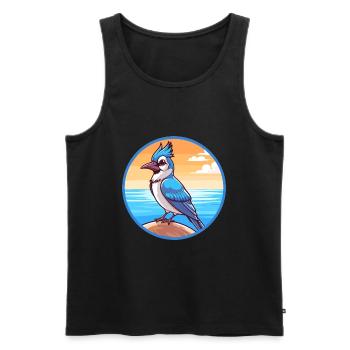 Blue Jay Watercolor Cartoon Kawaii Clipart Animal - Men's Premium Organic Tank Top - black - Front - AI Model Male 178 light (178cm)