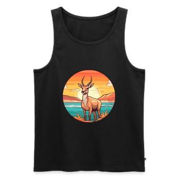 Antilope Aquarell Cartoon Kawaii Clipart Tier - Männer Premium Bio Tank Top - Schwarz - Vorne - Michal (187cm)