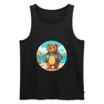 Ours aquarelle dessin animé Kawaii Clipart Animal - Débardeur bio Premium Homme - noir - Devant - Michal (187cm)