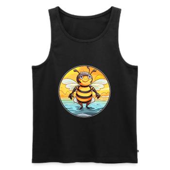 Abeille aquarelle dessin animé Kawaii Clipart Animal - Débardeur bio Premium Homme - noir - Devant - AI Model Male 178 light (178cm)