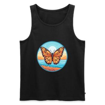 Papillon aquarelle dessin animé Kawaii Clipart Animal - Débardeur bio Premium Homme - noir - Devant - Michal (187cm)