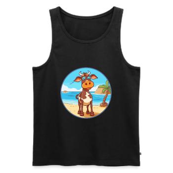 Cow Watercolor Cartoon Kawaii Clipart Animal - Men's Premium Organic Tank Top - black - Front - Michal (187cm)