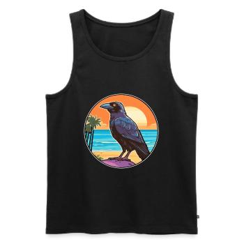 Crow Watercolor Cartoon Kawaii Clipart Animal - Men's Premium Organic Tank Top - black - Front - Michal (187cm)