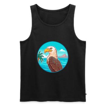 Eagle Watercolor Cartoon Kawaii Clipart Animal - Men's Premium Organic Tank Top - black - Front - AI Model Male 178 light (178cm)