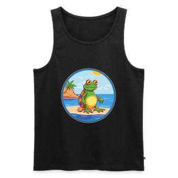 Grenouille aquarelle dessin animé Kawaii Clipart Animal - Débardeur bio Premium Homme - noir - Devant - Michal (187cm)