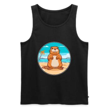 Gopher Watercolor Cartoon Kawaii Clipart Animal - Men's Premium Organic Tank Top - black - Front - AI Model Male 178 light (178cm)