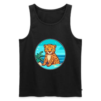 Jaguar Watercolor Cartoon Kawaii Clipart Animal - Men's Premium Organic Tank Top - black - Front - Michal (187cm)