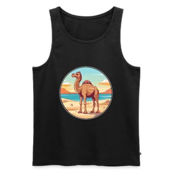 Camel Watercolor Cartoon Kawaii Clipart Animal - Men's Premium Organic Tank Top - black - Front - AI Model Male 178 light (178cm)
