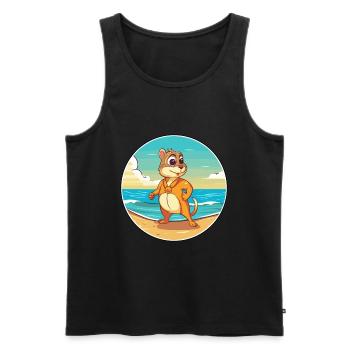 Chipmunk Watercolor Cartoon Kawaii Clipart Animal - Men's Premium Organic Tank Top - black - Front - AI Model Male 178 light (178cm)