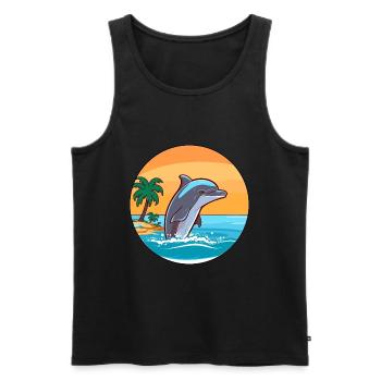 Delfin Aquarell Cartoon Kawaii Clipart Tier - Männer Premium Bio Tank Top - Schwarz - Vorne - Michal (187cm)
