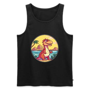 Dinosaure aquarelle dessin animé Kawaii Clipart Animal - Débardeur bio Premium Homme - noir - Devant - Michal (187cm)