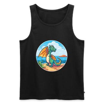 Dragon Aquarelle Cartoon Kawaii Clipart Animal - Débardeur bio Premium Homme - noir - Devant - Michal (187cm)