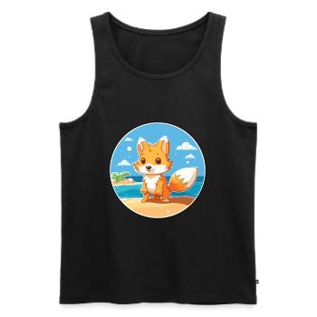 Fuchs Aquarell Cartoon Kawaii Clipart Tier - Männer Premium Bio Tank Top - Schwarz - Vorne - AI Model Male 178 light (178cm)