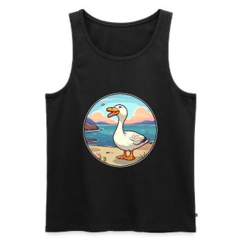 Goose Watercolor Cartoon Kawaii Clipart Animal - Men's Premium Organic Tank Top - black - Front - Michal (187cm)