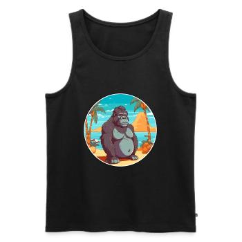 Gorilla Watercolor Cartoon Kawaii Clipart Animal - Men's Premium Organic Tank Top - black - Front - Michal (187cm)