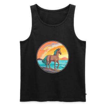 Cheval Aquarelle Dessin Animé Kawaii Clipart Animal - Débardeur bio Premium Homme - noir - Devant - Michal (187cm)