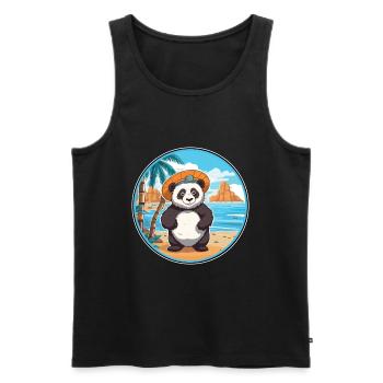 Panda Watercolor Cartoon Kawaii Clipart Animal - Men's Premium Organic Tank Top - black - Front - Michal (187cm)