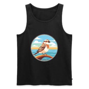 Moineau aquarelle dessin animé Kawaii Clipart Animal - Débardeur bio Premium Homme - noir - Devant - AI Model Male 178 light (178cm)