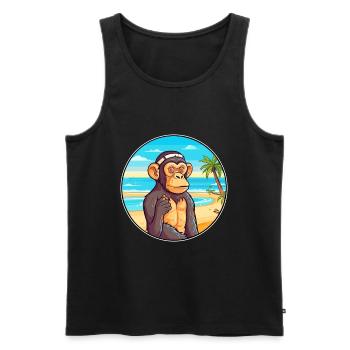 Chimpanzé aquarelle dessin animé Kawaii Clipart animal de compagnie - Débardeur bio Premium Homme - noir - Devant - Michal (187cm)