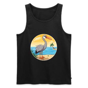 Grue Aquarelle Cartoon Kawaii Clipart Animal - Débardeur bio Premium Homme - noir - Devant - Michal (187cm)