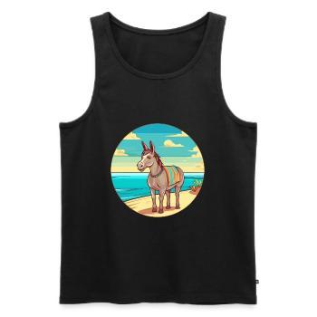 Âne aquarelle dessin animé Kawaii Clipart Animal - Débardeur bio Premium Homme - noir - Devant - Michal (187cm)