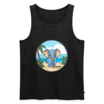 Elephant Watercolor Cartoon Kawaii Clipart Animal - Men's Premium Organic Tank Top - black - Front - Michal (187cm)