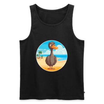 Emu Aquarelle Cartoon Kawaii Clipart Animal - Débardeur bio Premium Homme - noir - Devant - Michal (187cm)