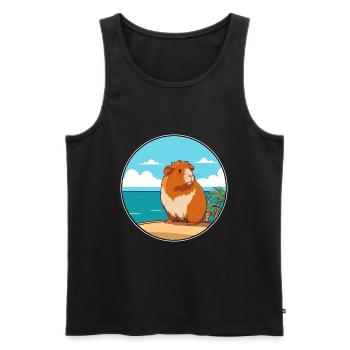 Cochon d’Inde aquarelle dessin animé Kawaii Clipart animal de compagnie - Débardeur bio Premium Homme - noir - Devant - Michal (187cm)