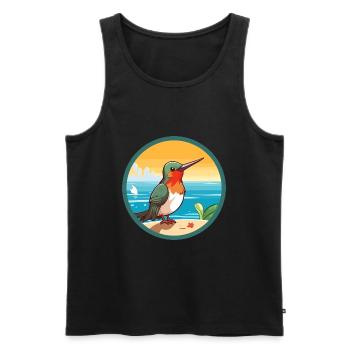 Colibri aquarelle dessin animé Kawaii Clipart animal de compagnie - Débardeur bio Premium Homme - noir - Devant - Michal (187cm)