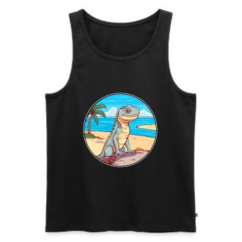Iguana Watercolor Cartoon Kawaii Clipart Animal - Men's Premium Organic Tank Top - black - Front - AI Model Male 178 light (178cm)